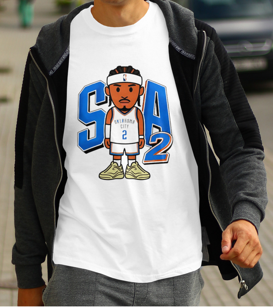 Shai Gilgeous Alexander Oklahoma City 2 Blue SA Caricature T-Shirt