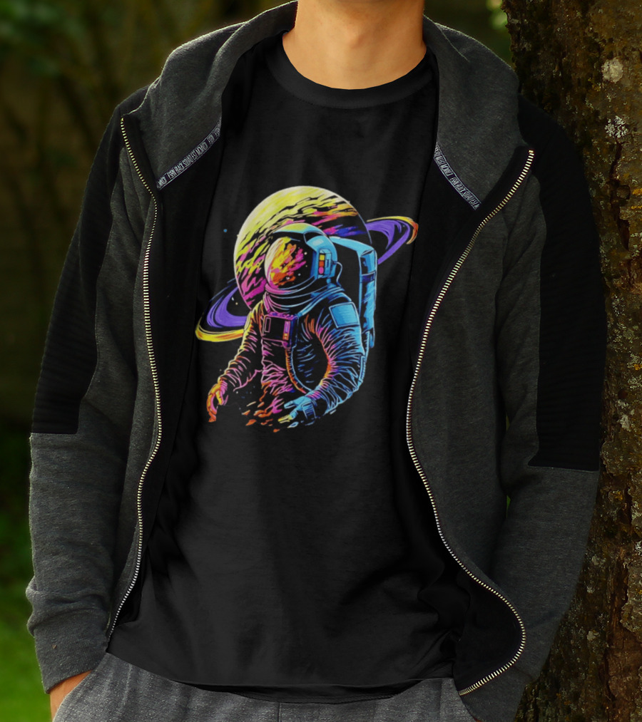 Astronaut Neon Into The Am Saturn Space Adventure T-Shirt