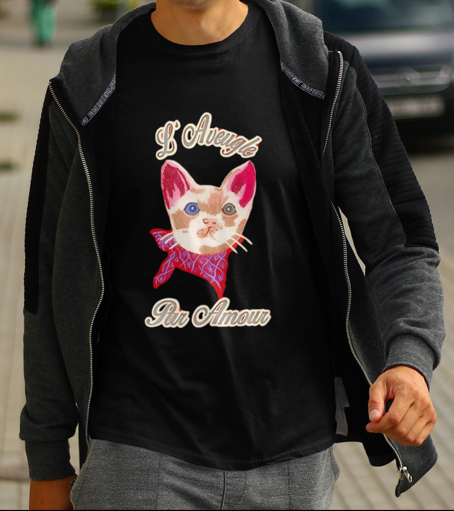 L'Aveugle Par Amour Cute Cat With Red Bandana T-Shirt