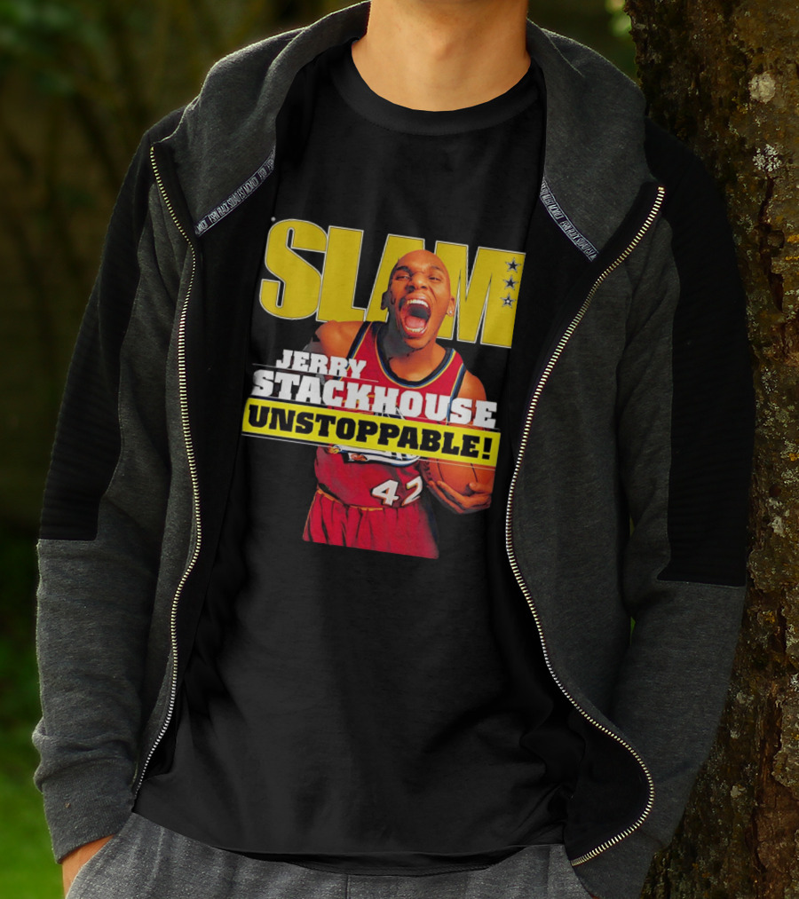 Jerry Stackhouse SLAM Unstoppable Detroit Pistons 42 Hardwood Classics Basketball T-Shirt