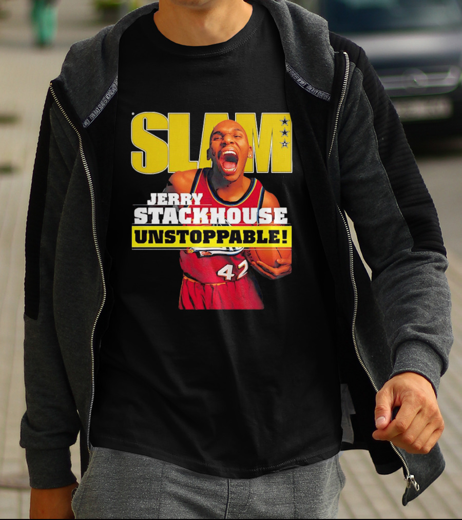 Jerry Stackhouse SLAM Unstoppable Detroit Pistons 42 Hardwood Classics Basketball T-Shirt