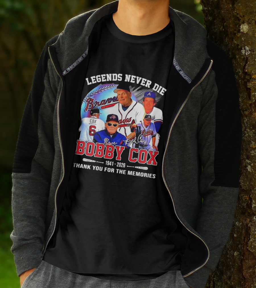Legends Never Die Bobby Cox Atlanta Braves Baseball 1941 2026 Thank You For The Memories T-Shirt