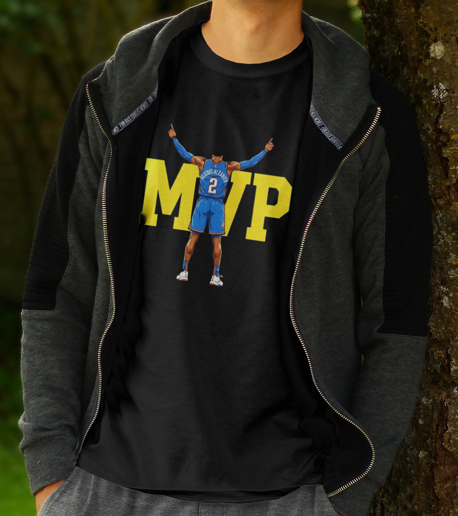 MVP Back 2 Back Shai Gilgeous Alexander Oklahoma City Thunder Basketball Player Blue Jersey Number 2 T-Shirt