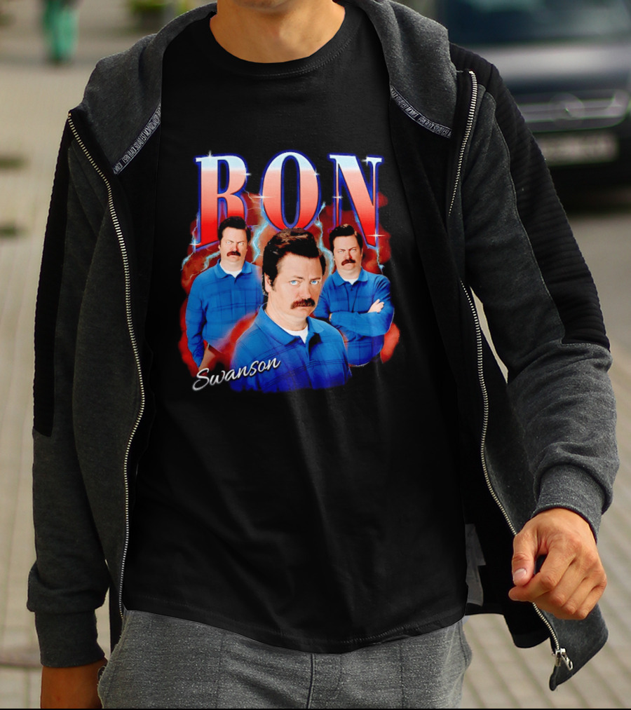 Ron Swanson Triple Image Humor T-Shirt