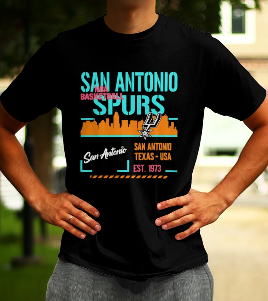 San Antonio Spurs Basketball Skyline Texas USA Est 1973 T-Shirt
