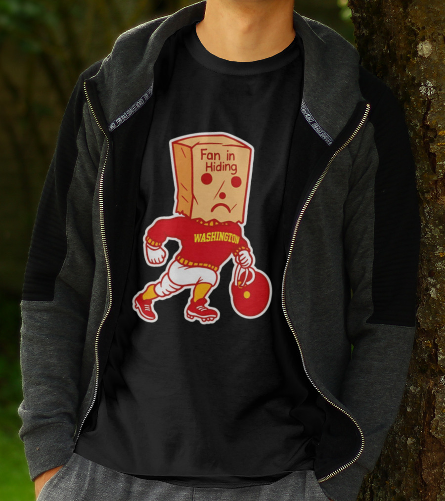 Washington Commanders Fan In Hiding Paper Bag Football Humor T-Shirt