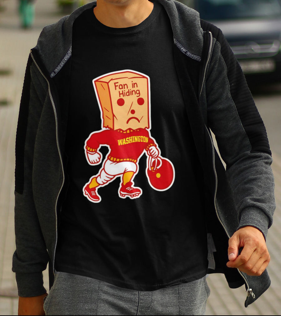 Washington Commanders Fan In Hiding Paper Bag Football Humor T-Shirt
