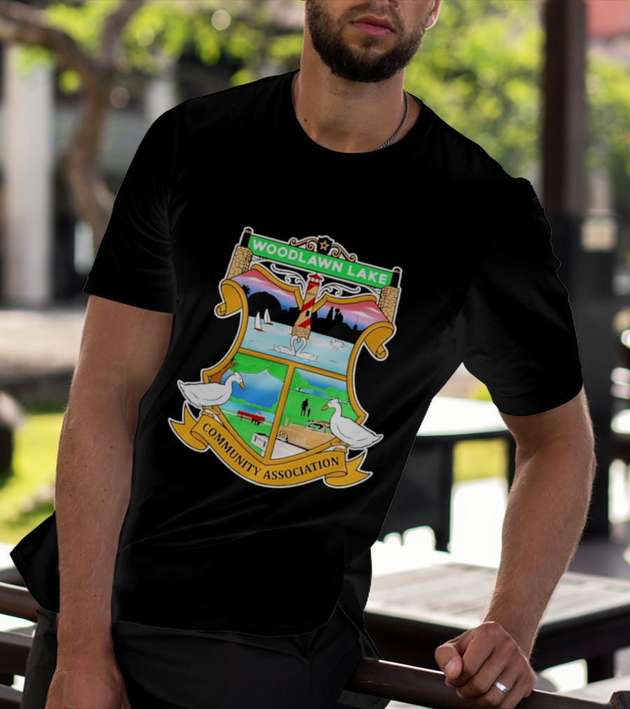 Woodlawn Lake Community Association Scenic Emblem In San Antonio Texas T-Shirt
