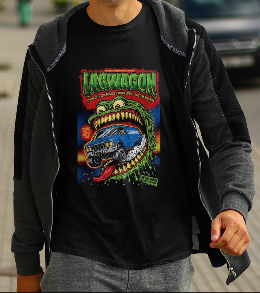Bill Graham Presents Lagwagon Strung Out Good Riddance Swingin Utters Western Addiction The Fillmore San Francisco May 16 17 2026 Van Monster T-Shirt