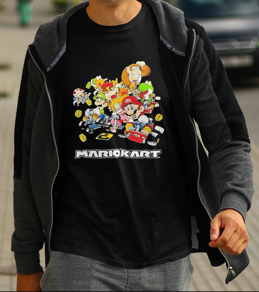 MARIOKART Racing Characters Compilation Black T-Shirt