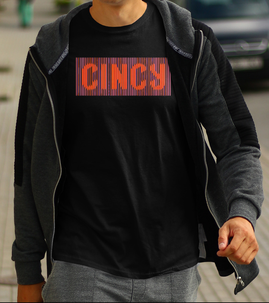 CINCY Line Font 2026 Retro Stripes T-Shirt