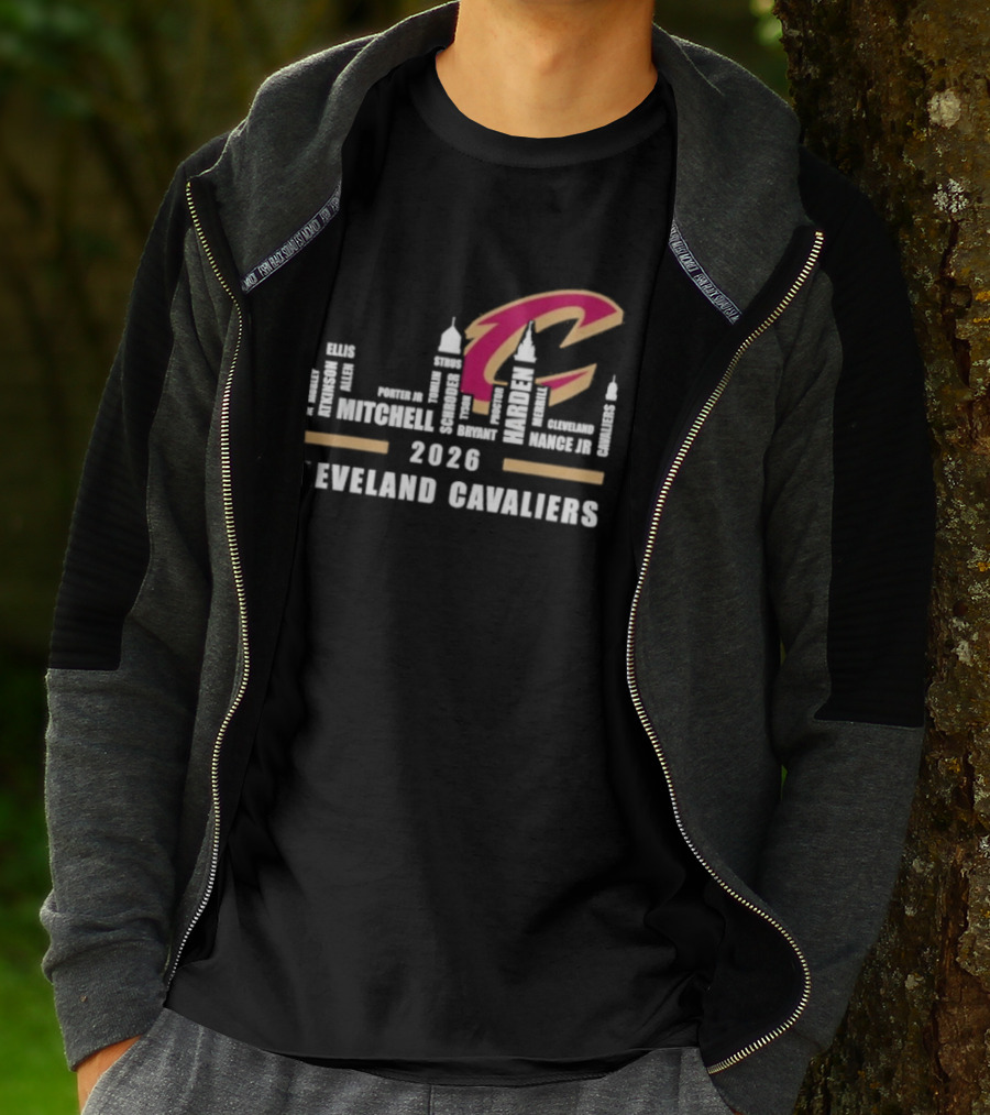 Cleveland Cavaliers 2026 Skyline Mitchell Bickerstaff Garland Allen Mobley Wade Okoro LeVert Stevens T-Shirt