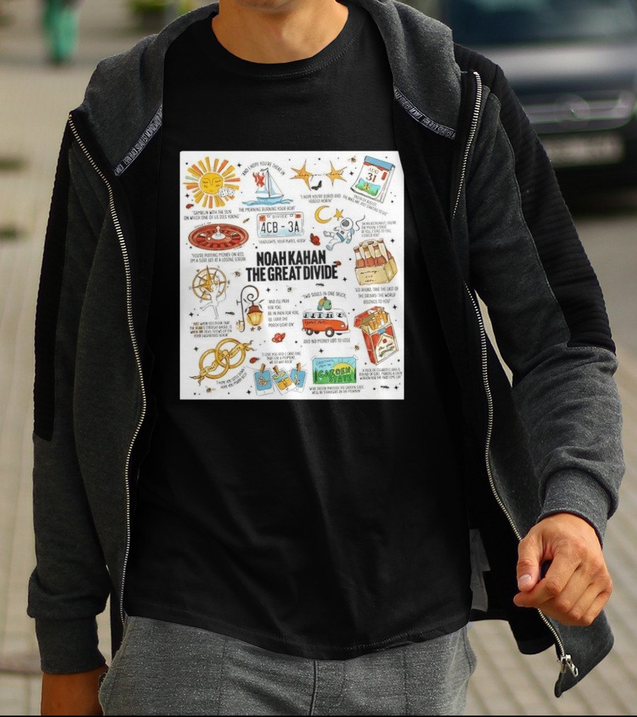 Noah Kahan The Great Divide Album Art Lyric Doodle August 31 Highlights T-Shirt