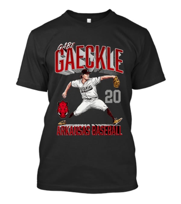 Gabe Gaeckle 20 Arkansas Razorbacks Baseball NCAA T-Shirt