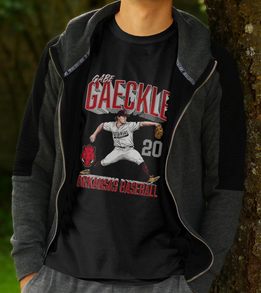 Gabe Gaeckle 20 Arkansas Razorbacks Baseball NCAA T-Shirt