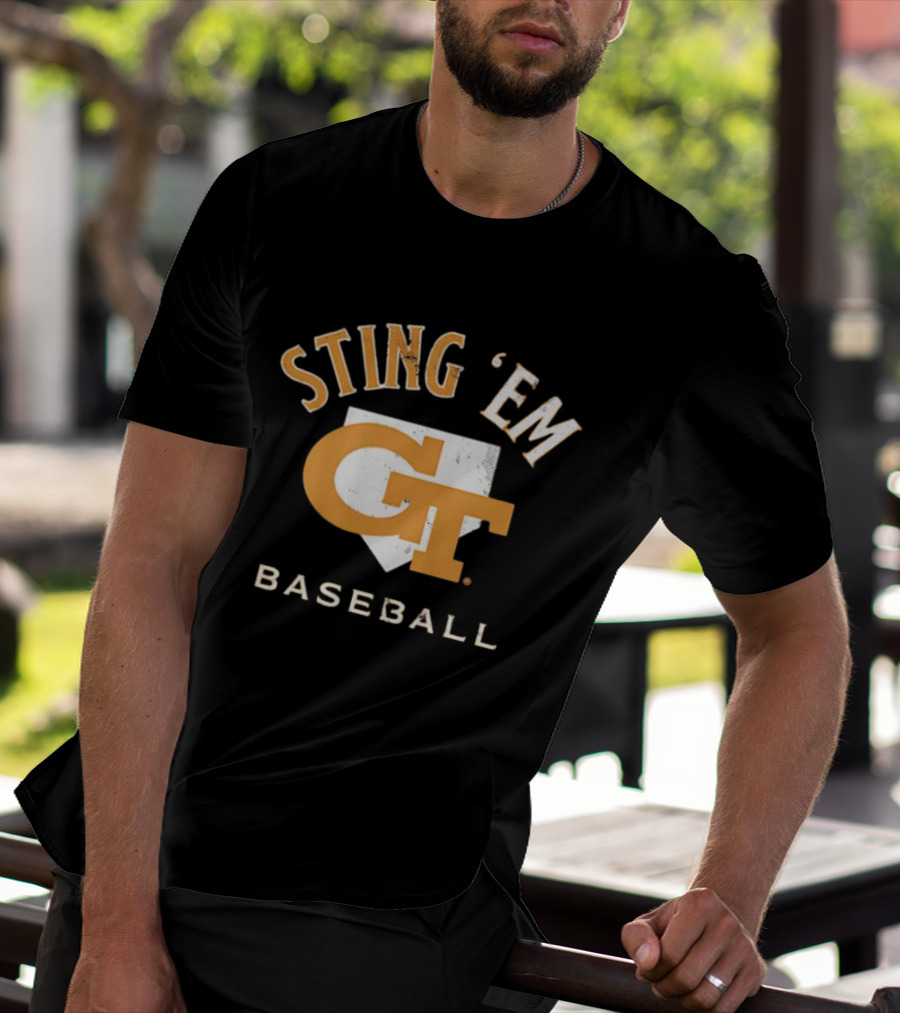 Georgia Tech Yellow Jackets Sting 'Em GT Baseball Home Plate T-Shirt