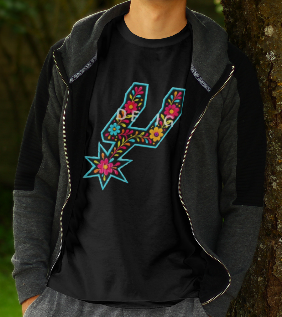 Original Spurs Floral San Antonio Spurs Basketball Nba 2026 Floral Pattern Spurs Logo 2026 T-Shirt