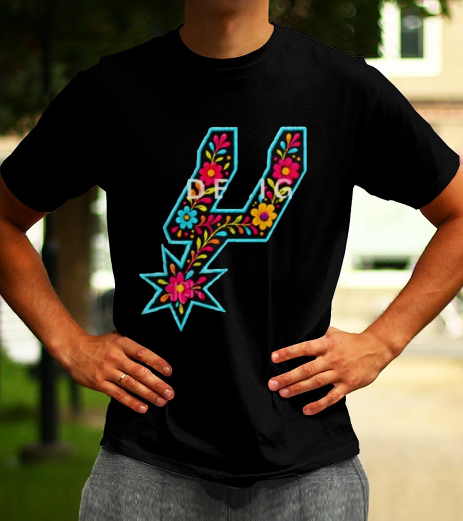 Original Spurs Floral San Antonio Spurs Basketball Nba 2026 Floral Pattern Spurs Logo 2026 T-Shirt