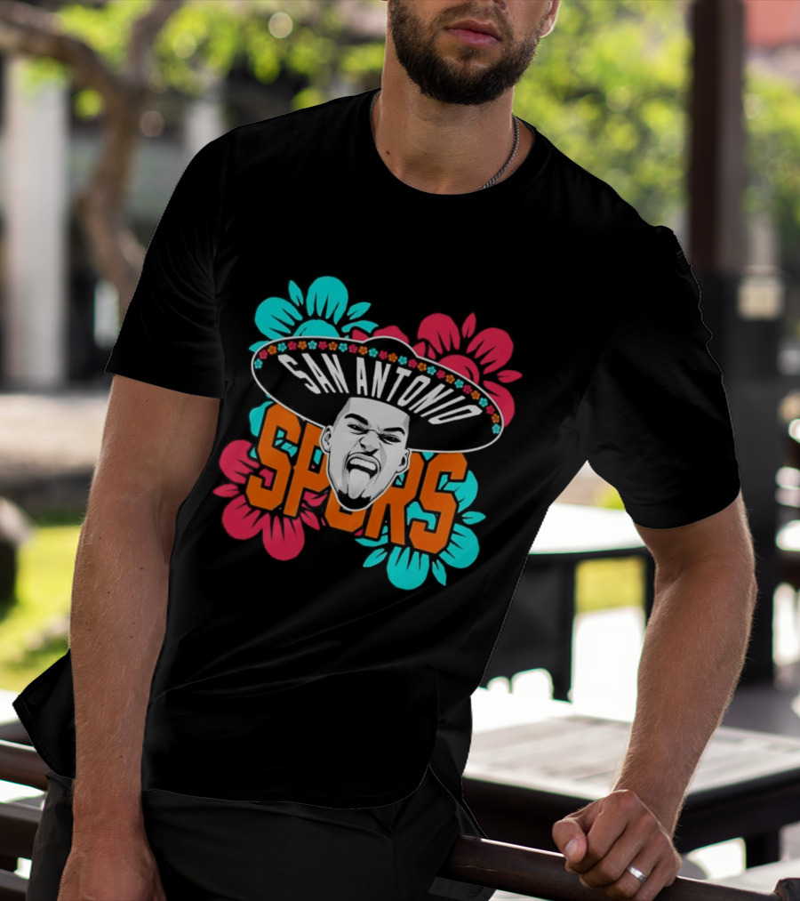 San Antonio Spurs Victor Wembanyama Sombrero Flowers T-Shirt