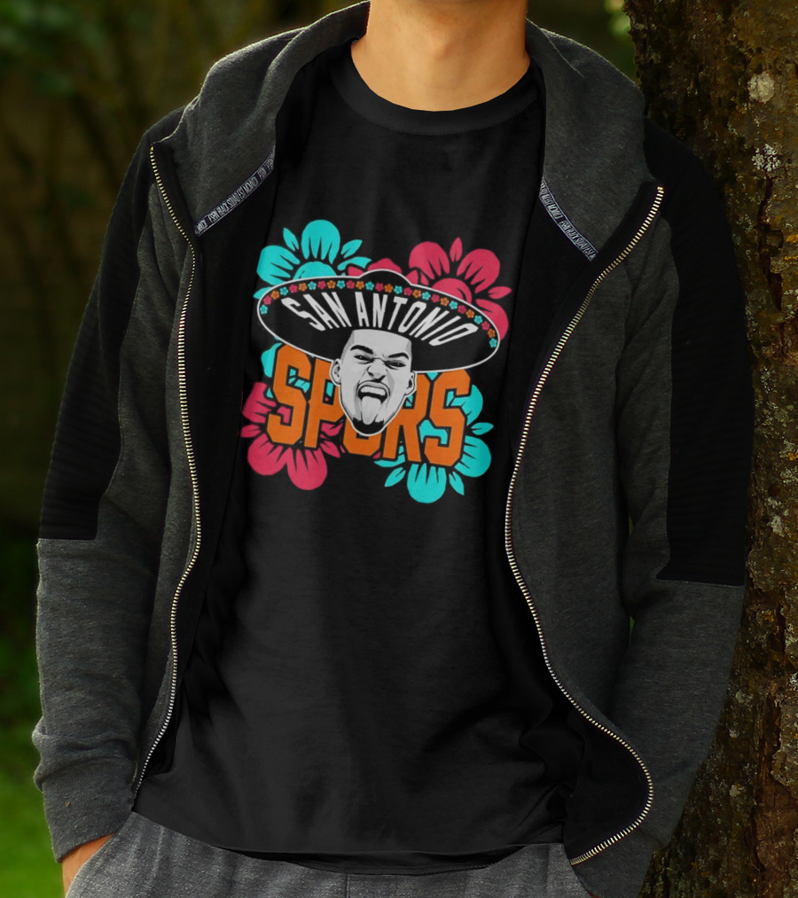 San Antonio Spurs Victor Wembanyama Sombrero Flowers T-Shirt