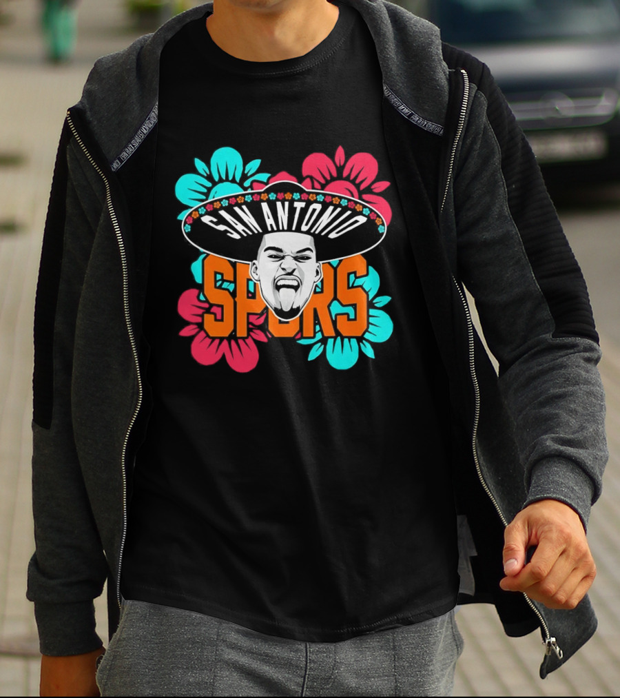 San Antonio Spurs Victor Wembanyama Sombrero Flowers T-Shirt
