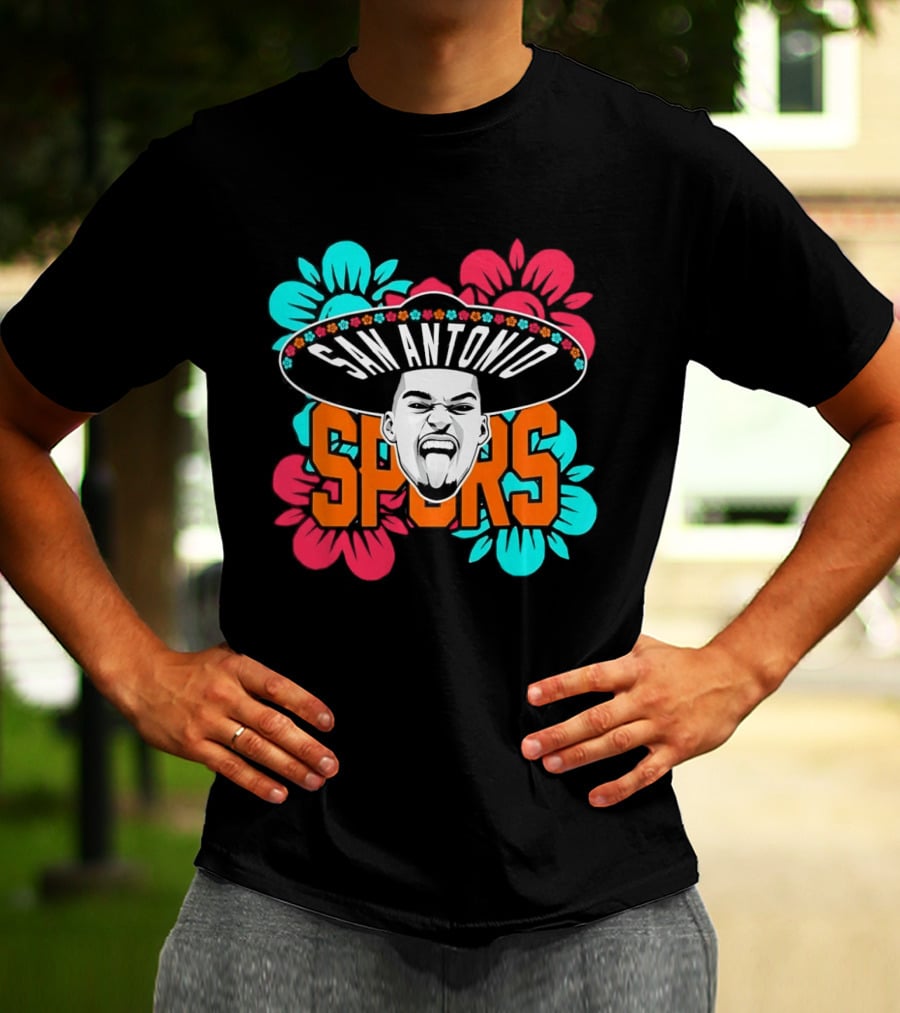San Antonio Spurs Victor Wembanyama Sombrero Flowers T-Shirt