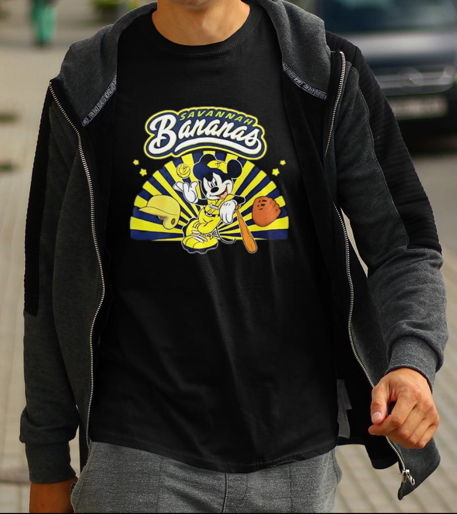 Savannah Bananas Mickey Mouse Baseball Team Sports Fan T-Shirt