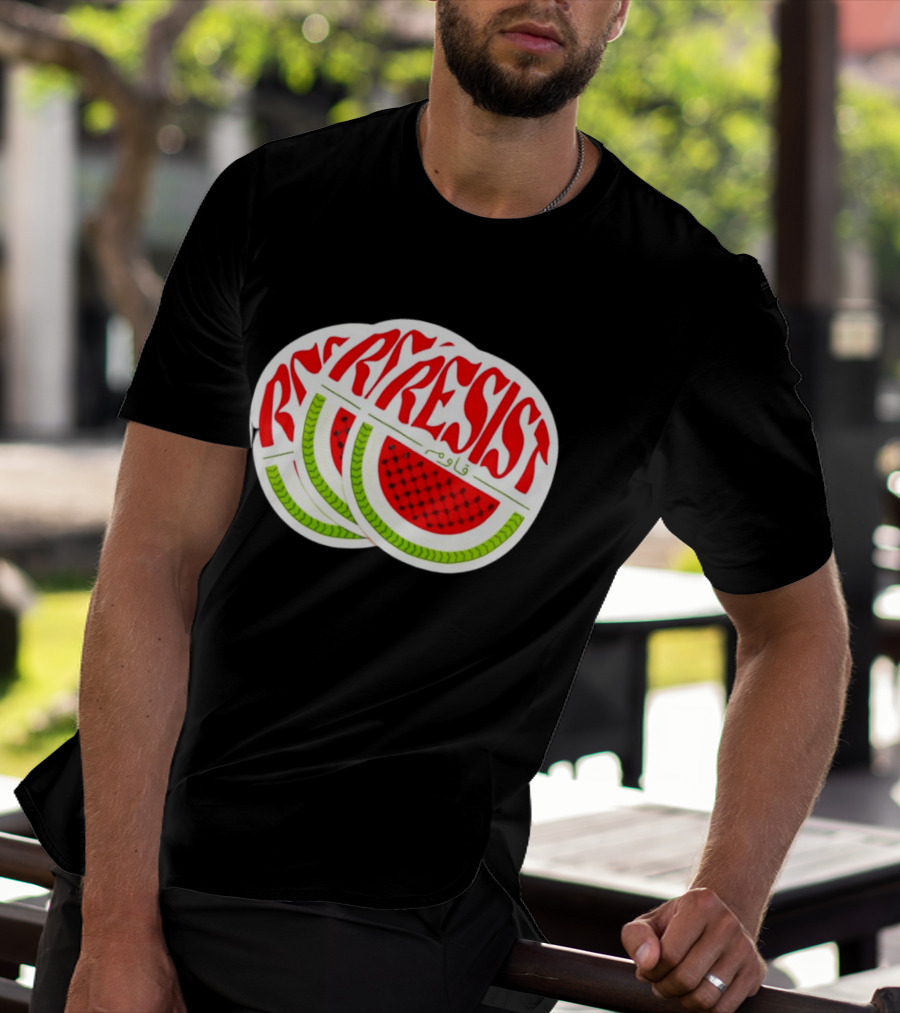 Watermelon Keffiyeh Resist Free Palestine Arabic Text قاوم T-Shirt
