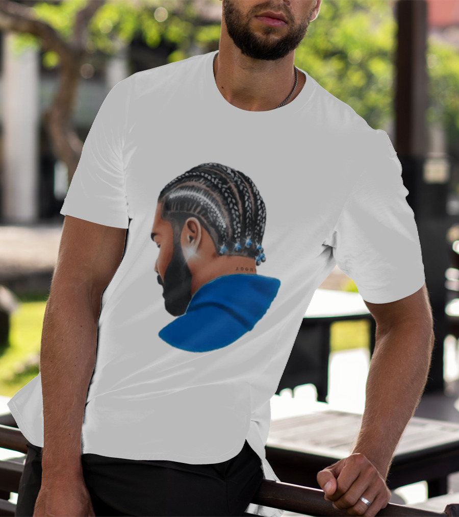 Drake Cornrow Braid Hairstyle Blue Sparkle T-Shirt