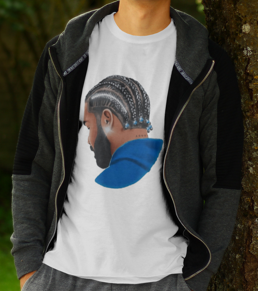 Drake Cornrow Braid Hairstyle Blue Sparkle T-Shirt