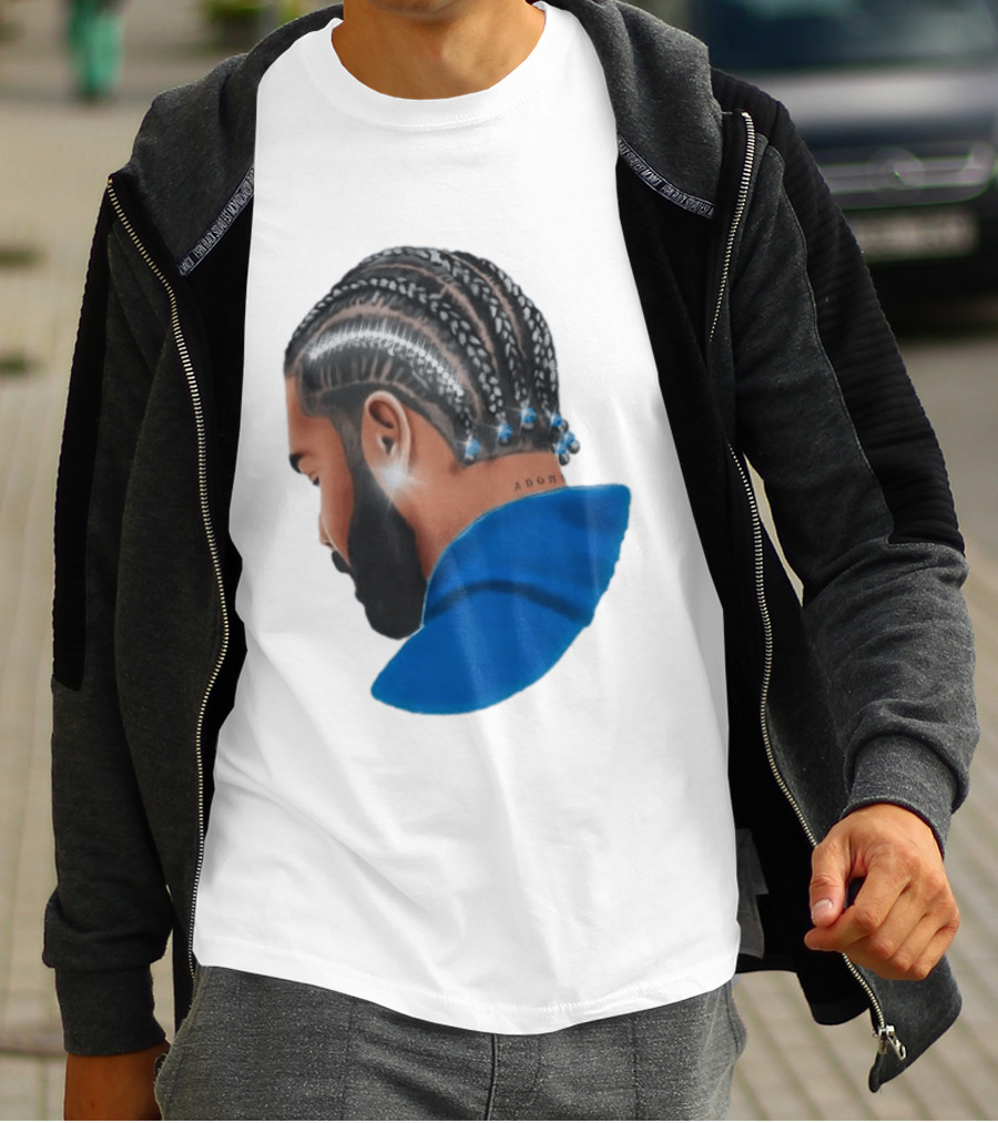 Drake Cornrow Braid Hairstyle Blue Sparkle T-Shirt