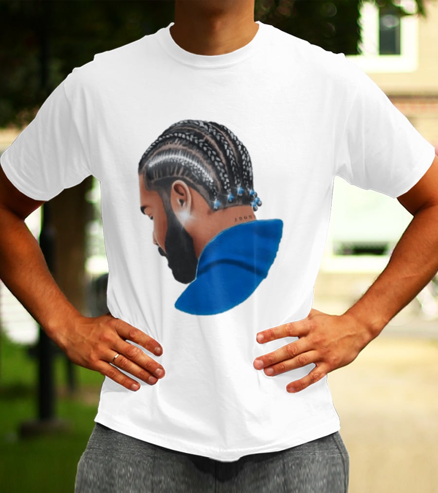 Drake Cornrow Braid Hairstyle Blue Sparkle T-Shirt