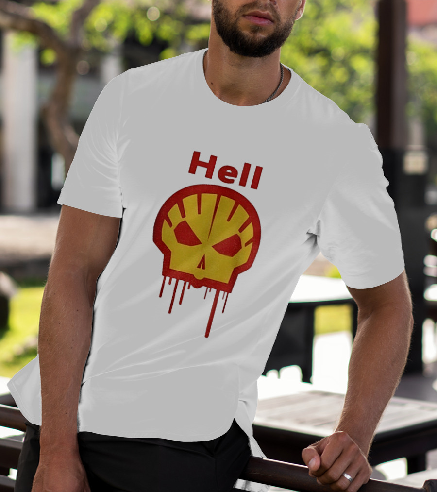Hell Shell Dripping Skull Icon Red Yellow T-Shirt