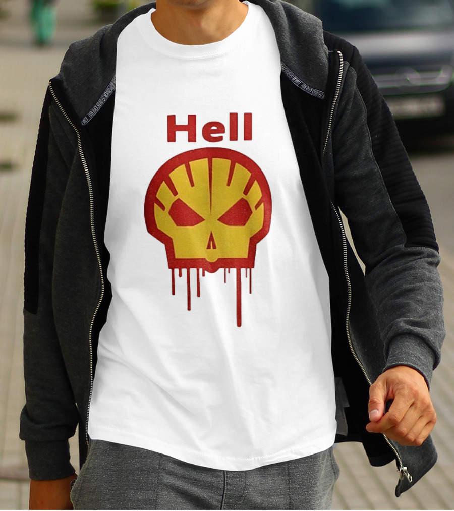 Hell Shell Dripping Skull Icon Red Yellow T-Shirt