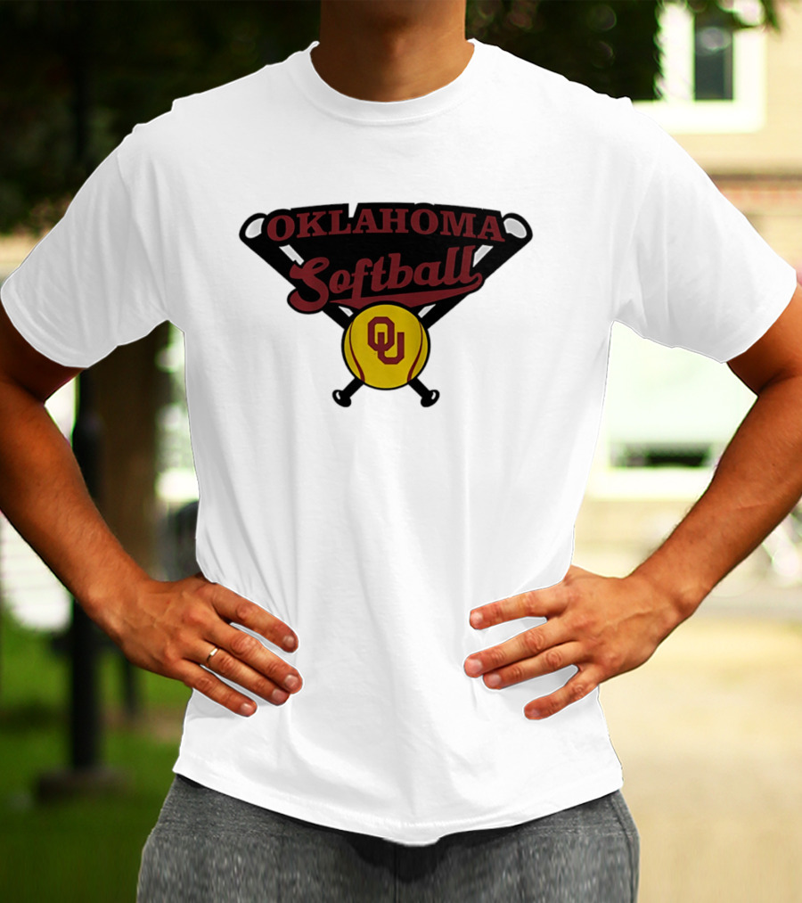 Oklahoma Softball OU Crossed Bats Yellow Ball T-Shirt