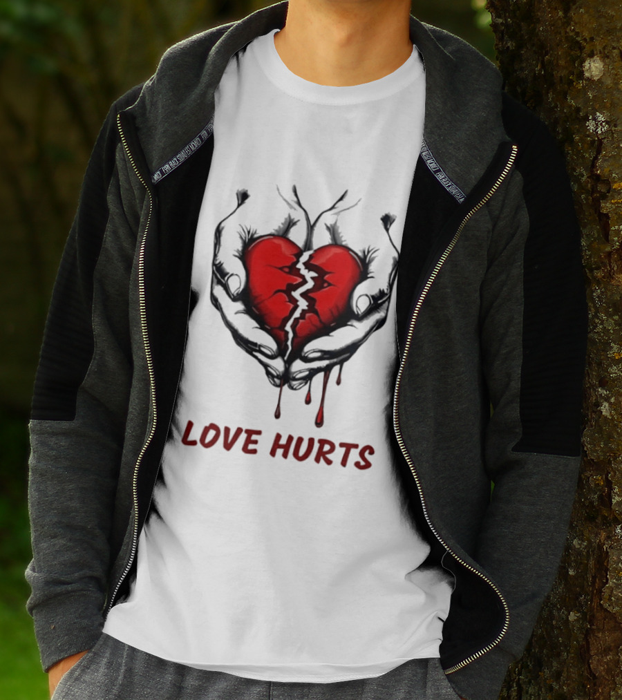 Love Hurts Bleeding Broken Heart Emotional Expression T-Shirt