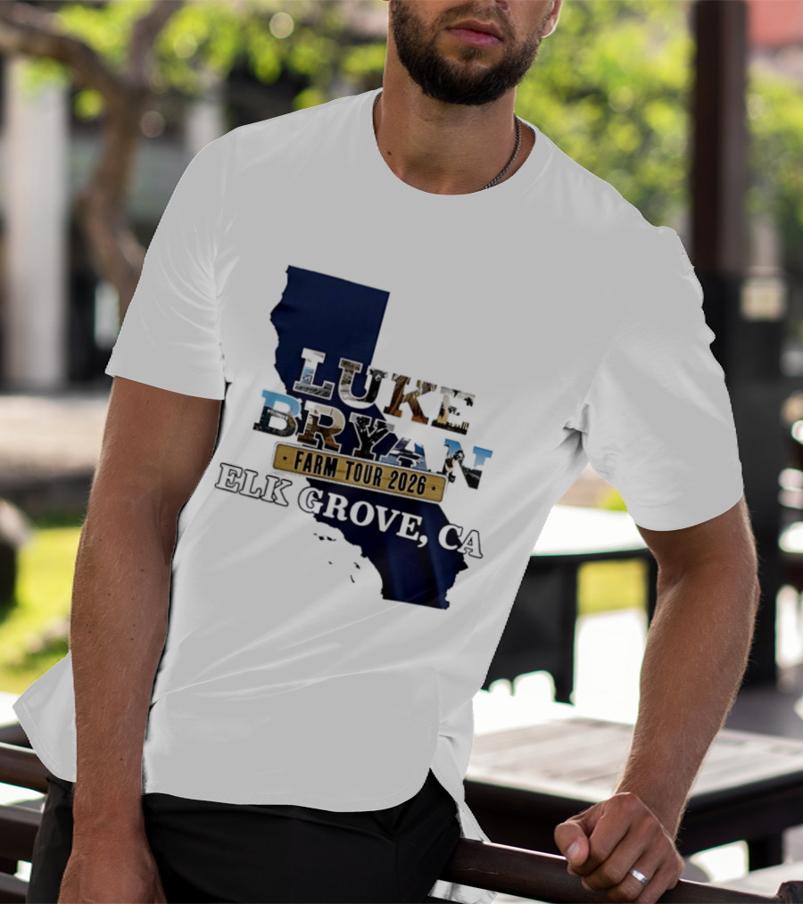 Luke Bryan Farm Tour 2026 Elk Grove CA California Map T-Shirt