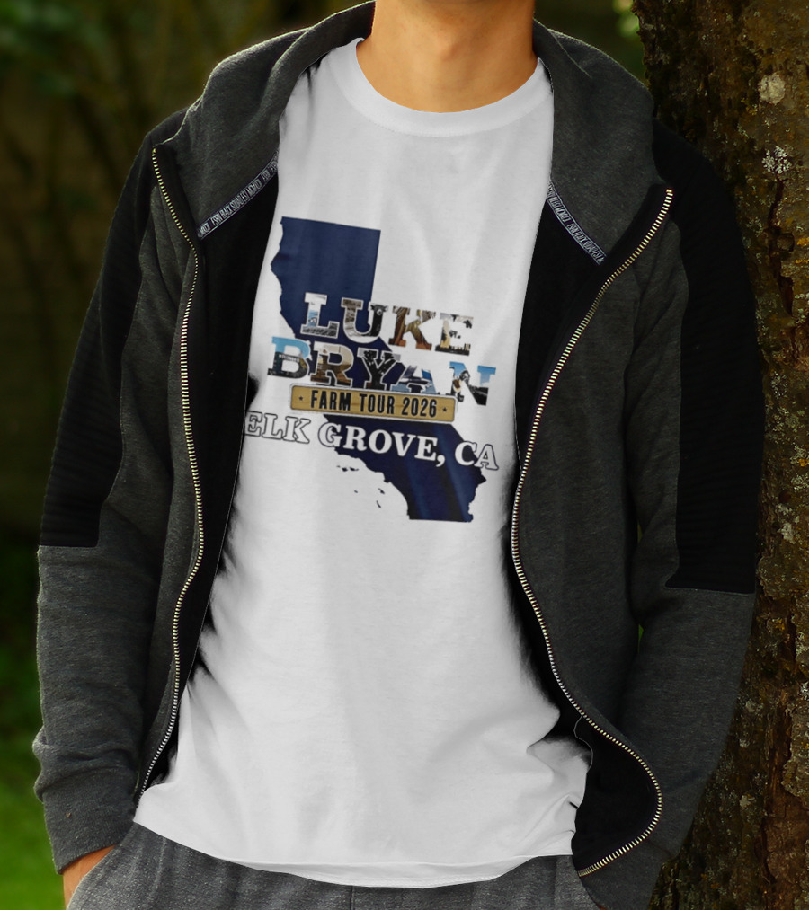 Luke Bryan Farm Tour 2026 Elk Grove CA California Map T-Shirt