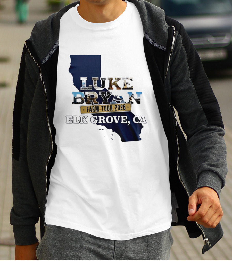 Luke Bryan Farm Tour 2026 Elk Grove CA California Map T-Shirt