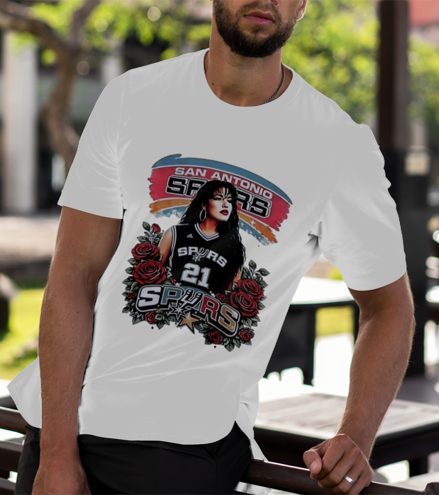 San Antonio Spurs 21 Selena Quintanilla Roses T-Shirt