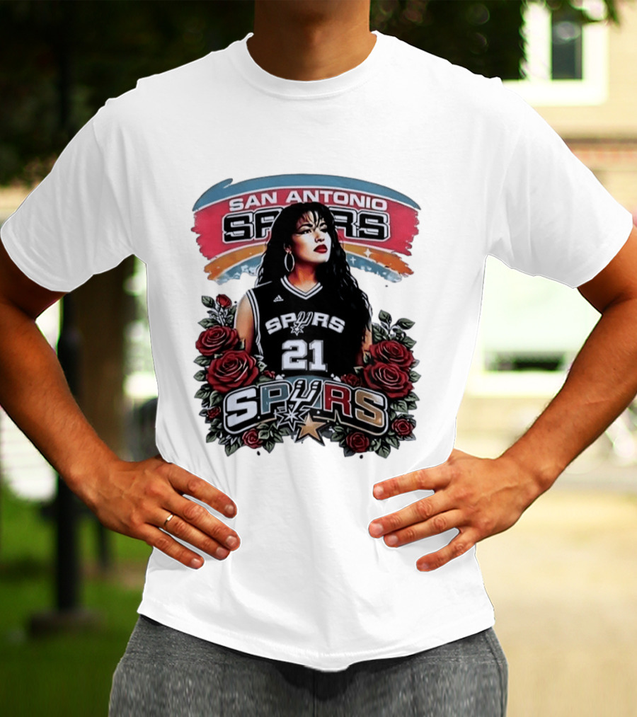 San Antonio Spurs 21 Selena Quintanilla Roses T-Shirt