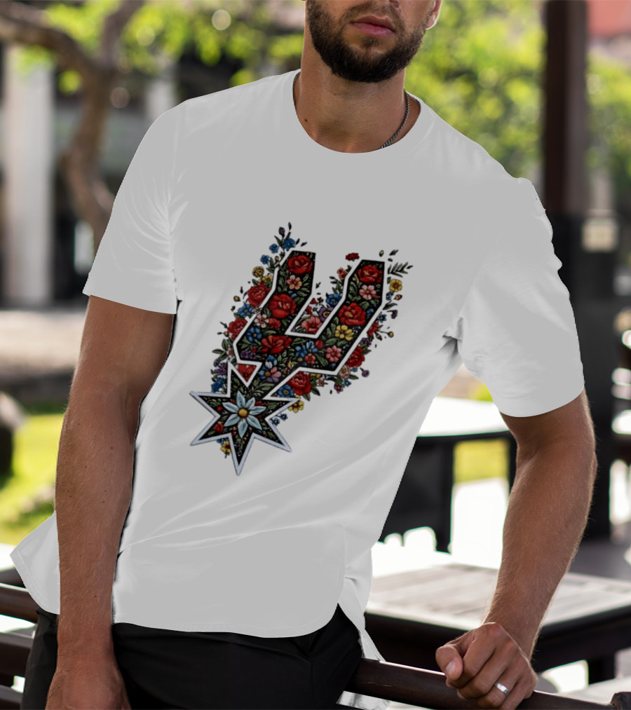 San Antonio Spurs Floral Rose Garden Spurs Team T-Shirt