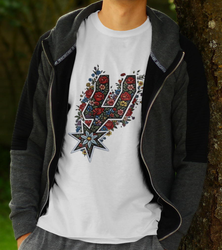 San Antonio Spurs Floral Rose Garden Spurs Team T-Shirt