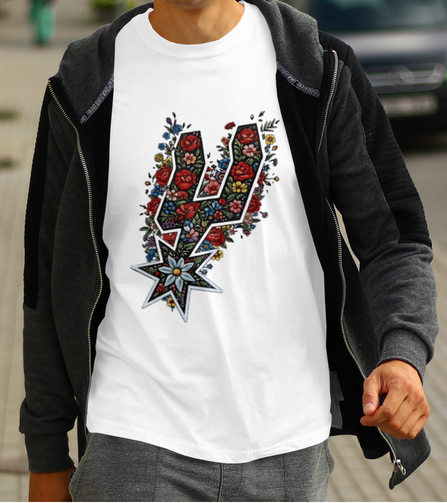 San Antonio Spurs Floral Rose Garden Spurs Team T-Shirt