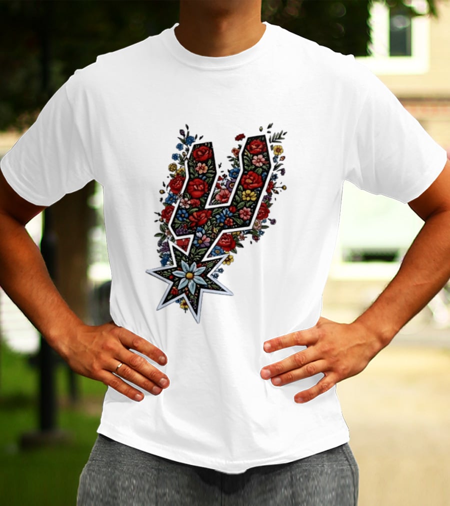 San Antonio Spurs Floral Rose Garden Spurs Team T-Shirt