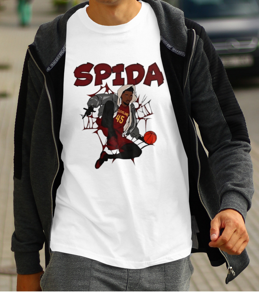 SPIDA Cleveland 45 Donovan Mitchell Basketball Spider Web T-Shirt