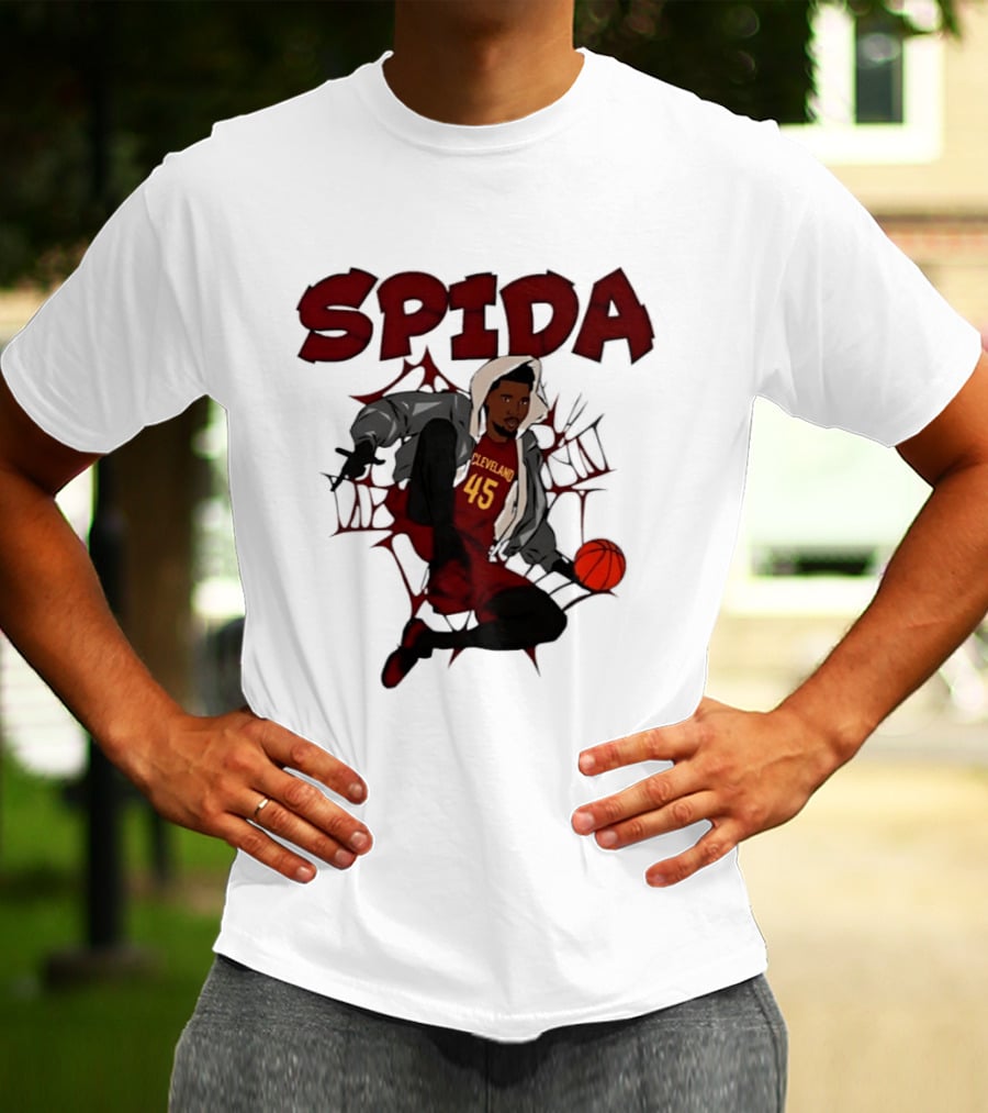 SPIDA Cleveland 45 Donovan Mitchell Basketball Spider Web T-Shirt