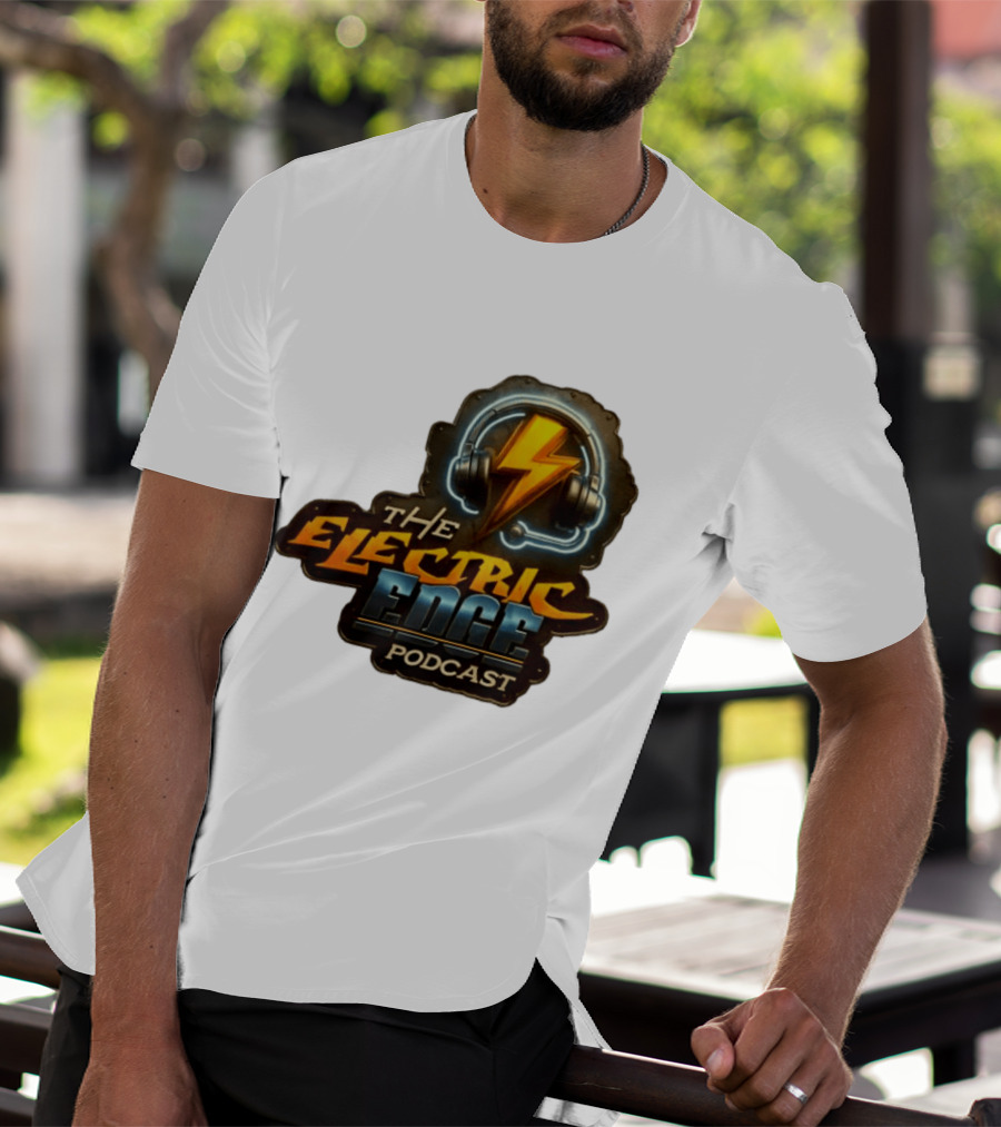 The Electric Edge Podcast Headphone Lightning Bolt T-Shirt