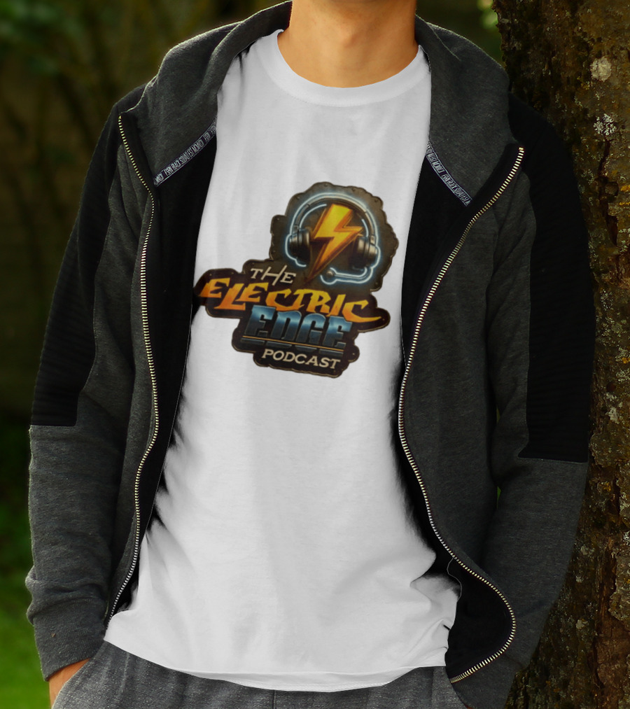 The Electric Edge Podcast Headphone Lightning Bolt T-Shirt