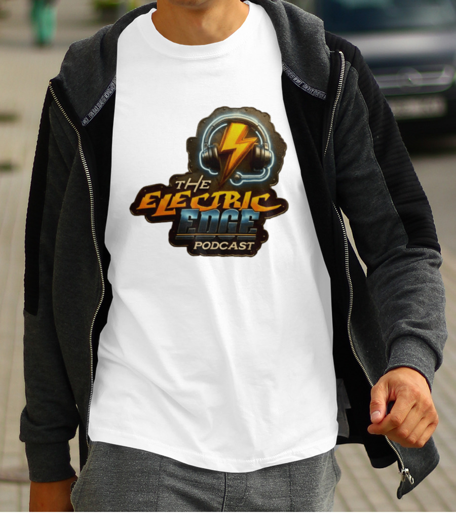 The Electric Edge Podcast Headphone Lightning Bolt T-Shirt